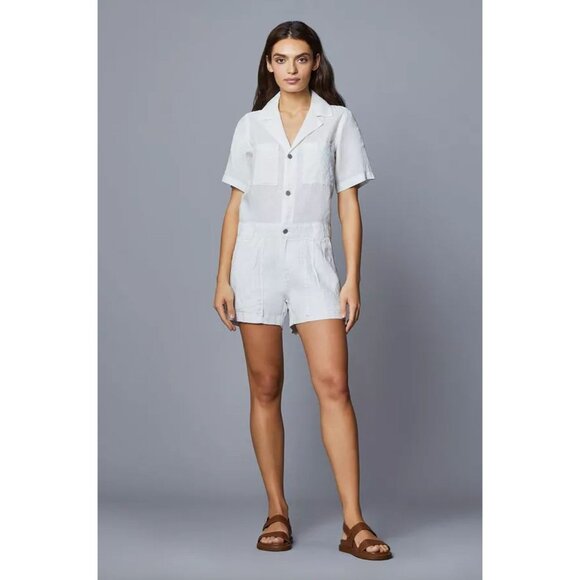 DL1961 Hannah Linen Short Romper White Linen Womens Size XS - Picture 1 of 12